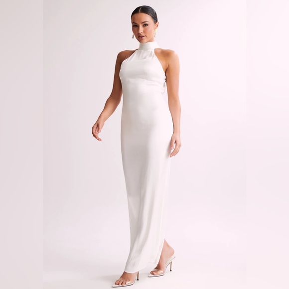 Meshki Claire Satin Drape Back Maxi Dress - White NWT Size Small - Picture 8 of 9